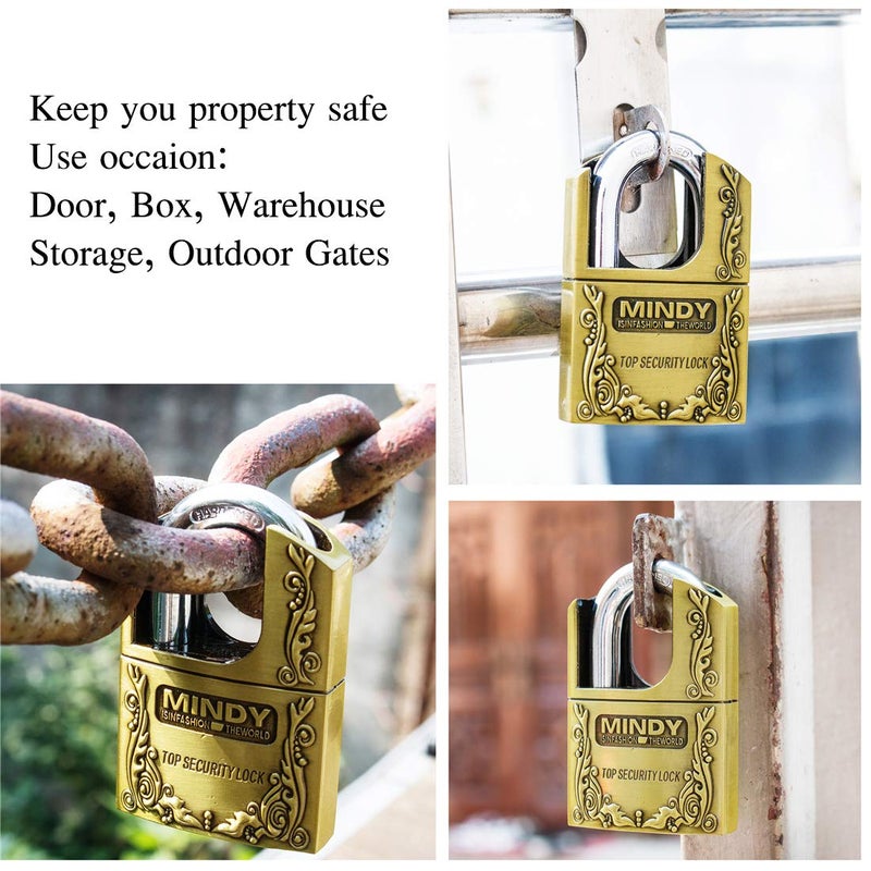 Mindy 3 Keys 40mm Heavy Duty Warehouse Shrouded Hardened Keyed Padlock Top Security Lock - Image 5
